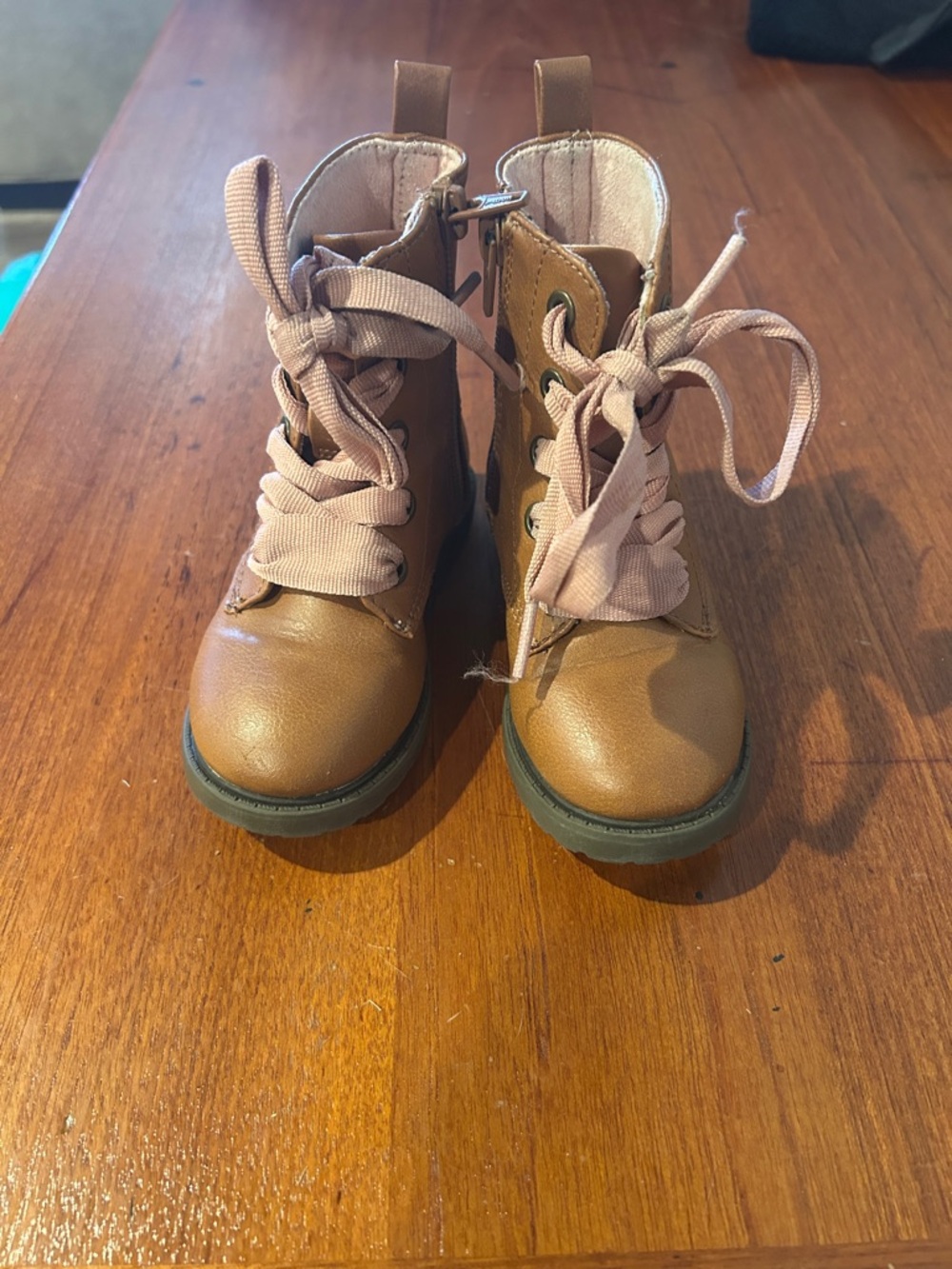 Cat & Jack Kids Brown Lace-Up Ankle Booties Size 7